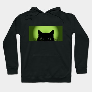 Peek-a-Boo Black Cat (Green) Hoodie